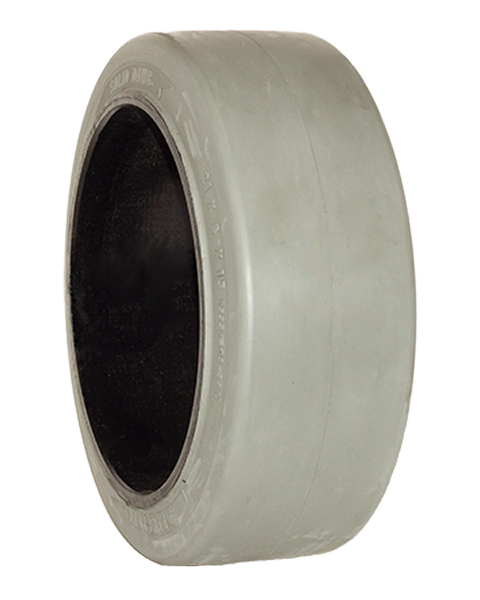 Dawg Pound Tires Solid Dawg Gray Non Marking Smooth material handling tire side view.