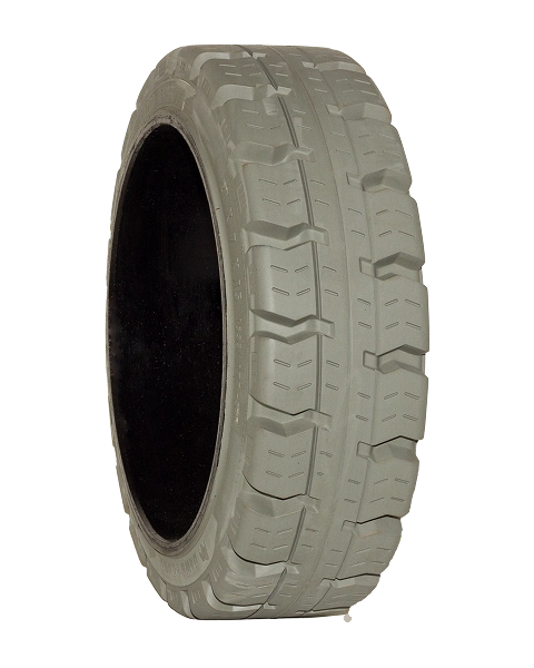 Dawg Pound Tires Solid Dawg Gray Non Marking Traction material handling tire side view.