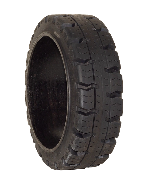 Dawg Pound Tires Solid Dawg black traction material handling tire side view.